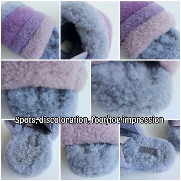 Shearling Slingback Slides UGG Fluff Yeah Size 7 Cornflower MultiColor Wool Blue - Picture 9 of 10